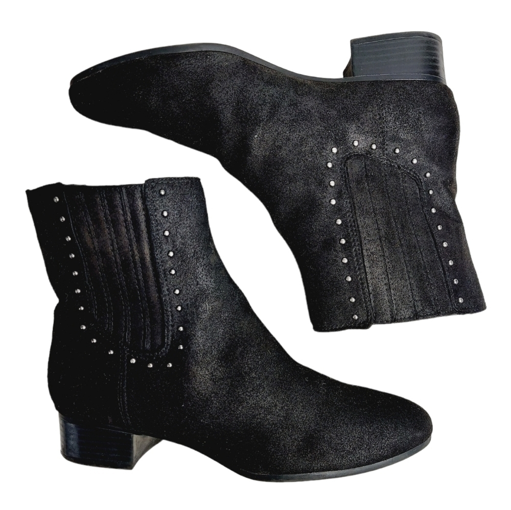 A2 By Aerosoles Date Night Studded Boots Size 8.5 Black Faux Suede Western Boot
